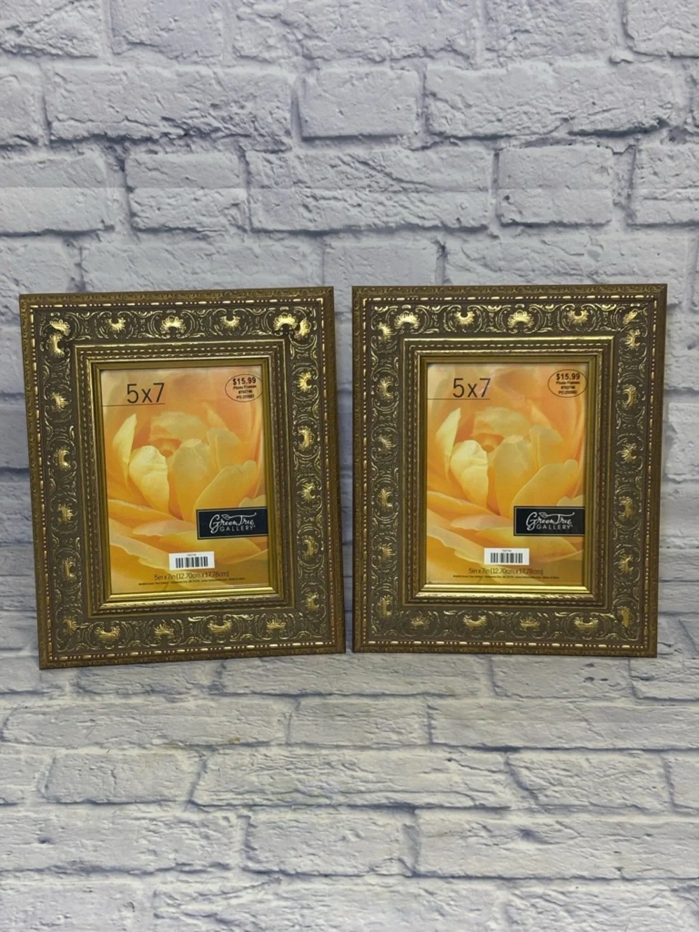 Gold Ornate Picture Frames  Holds 5x7 (frame 9x11) Green Tree Gallery Set Of 2
